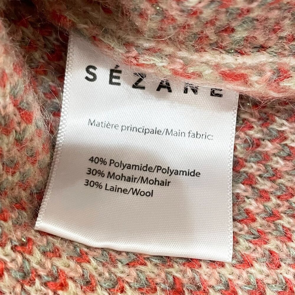 EUC Sezane Romane Floral Sparkle Mohair Wool Sweater Beige Red Small - Picture 9 of 10